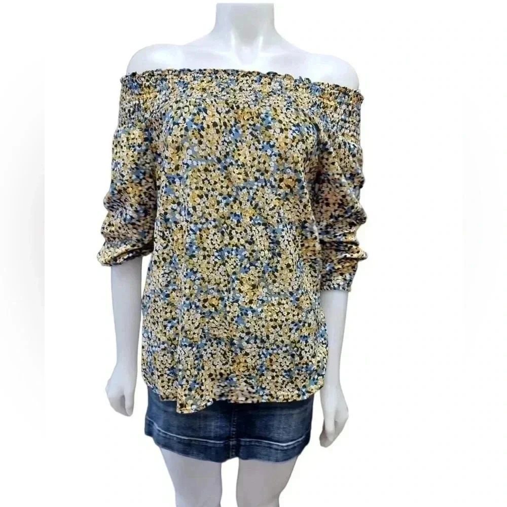 Michael Kors Off The Shoulder Floral Blouse Size Small